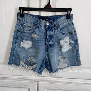 Aeropostale Women's Light Blue Ripped Jean Shorts
